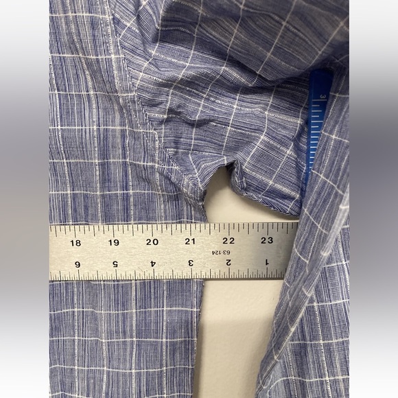 Flag & Anthem Mens Plaid Shirt Button Up Medium White Navy Blue Long Sleeve NWT - Picture 11 of 12